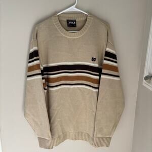 Vintage Y2K Southpole Tan Brown Striped Sweater Baggy Size L